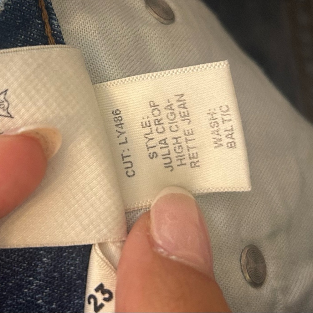 Reformation Julia Crop High Cigarette Jean in Baltic Wash - Picture 5 of 6